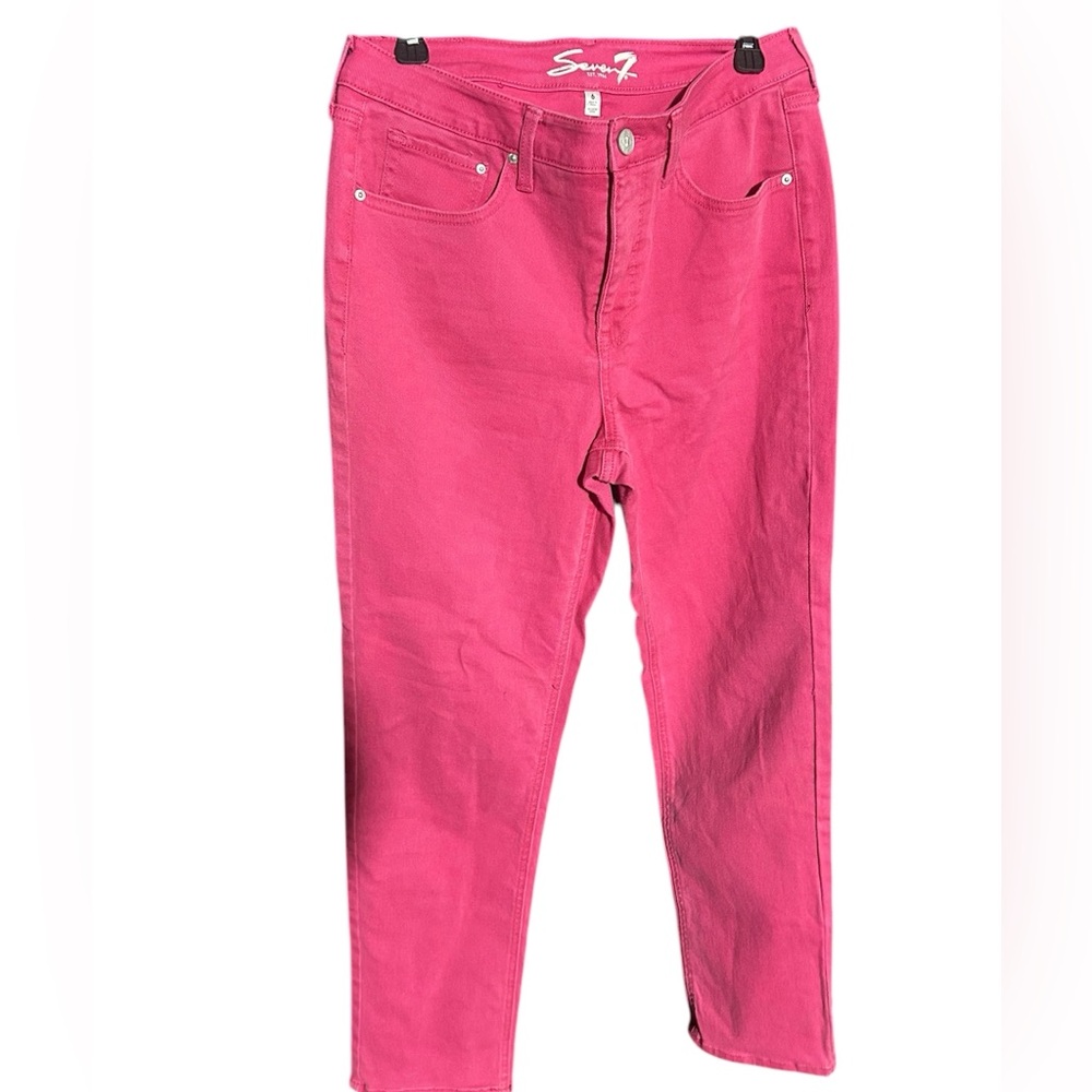 Seven7 1964 women denim pants color pink size 6 long pants used condition